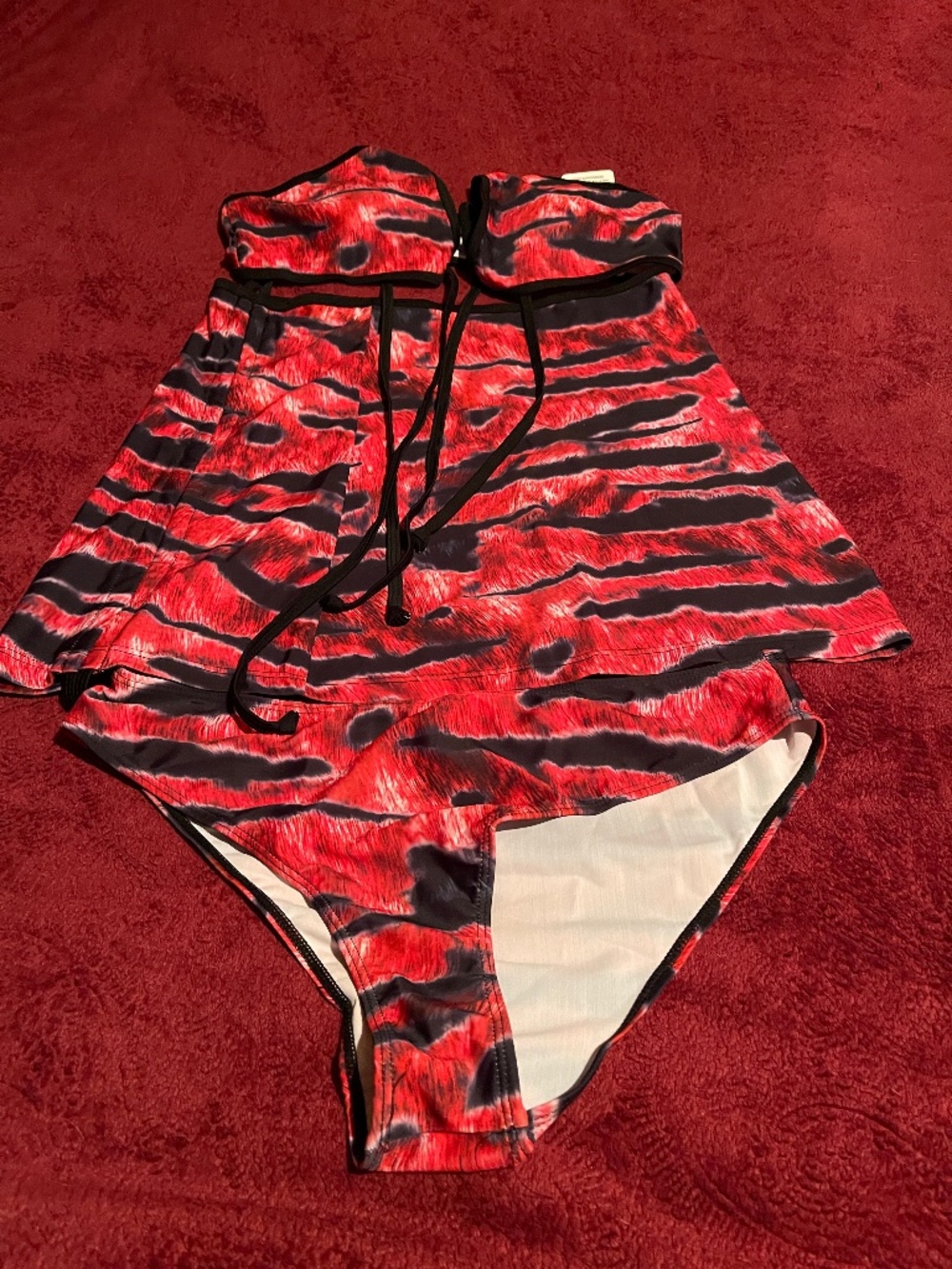 Blush Mark Red and Black Women Swim Sarong and bathing suit